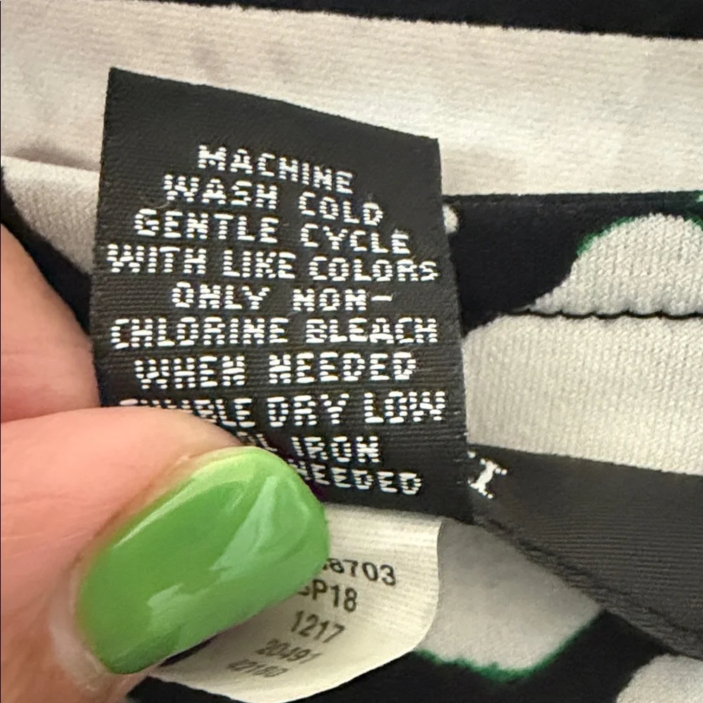 Alfani Black, White & Green Abstract Mosaic Asymmetric Tunic Top - Picture 5 of 6